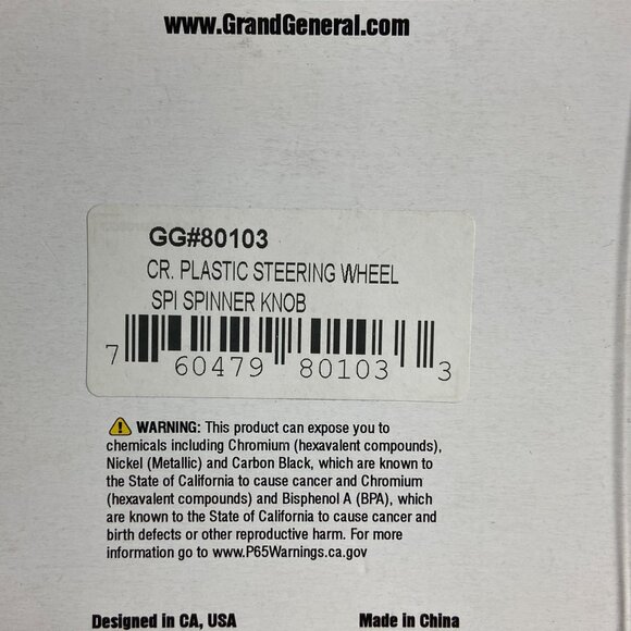 Grand General Steering Wheel Spinner Knob 80103 Chrome Plastic Mounting Hardware - Picture 5 of 5